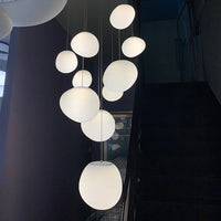 Nordic Pebble Glass Lampshade LED Ceiling Chandelier Living Room Staircase Villa Kitchen Home Decoration Long Chandelier