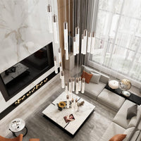 24-Light LED Modern Crystal Chandeliers, Large Long Foyer Chandeliers for High Ceilings, 78" Extra Long 3 Color Dimmable Staircase Chandelier Crystal Drop Light for Foyer Double Height Ceiling
