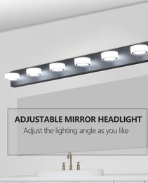 45in  Modern 6-Light LED Vanity Light, Sleek Black Bathroom Wall Light Fixture For Mirror, Shower, And Bathroom Decor