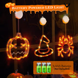 Set Of 3 Pack Halloween Window Light Spider Witch Hat Pumpkin With Orange Light Hanging Halloween Decoration Light With Suction Cup Hanging Holes - CJDS - FC