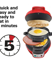 3-in-1 Compact Breakfast Station – 600W Hamburger Maker, Sandwich Press & Fried Egg Toaster