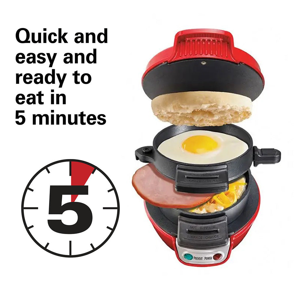 3-in-1 Compact Breakfast Station – 600W Hamburger Maker, Sandwich Press & Fried Egg Toaster