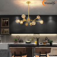 Sputnik Chandeliers for Dining Room，9 Lights D30 Inch