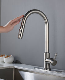 Touch Kitchen Faucet With Pull Down Sprayer Brushed Nickel
