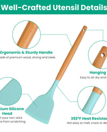 4 Colors Options -- Set Of 35Pcs Kitchen Cooking Utensils Set Spatula Set Baking Utensil Set Kitchen Accessories Necessities With Holder Egg Whisk Separator Tong Turner Spoons Cups