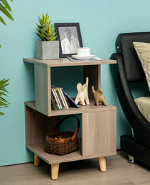 2 Pieces Wooden Modern Nightstand Set With Legs For Living Room