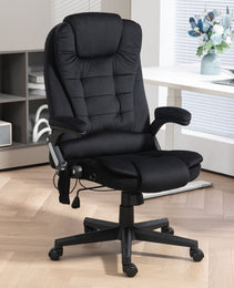6 Point Executive Office Chair with Heat, Velvet High Back Vibrating Massage Office Chair, Black