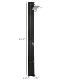 10.6 Gallons Solar Heated Shower with Free-Rotating Shower Head, Temperature Adjustment & Foot Shower, 2-Section Outdoor Shower for Backyard Poolside Beach Pool Spa, 7ft