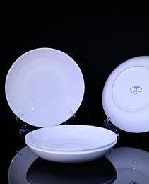Lily Bone China Dinnerware Set, 4 Pieces, 8-inch Pasta White, Salad, Fruit Plate