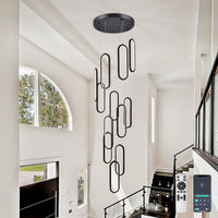 Modern 12-Lights LED Chandelier for Staircase & High Ceiling