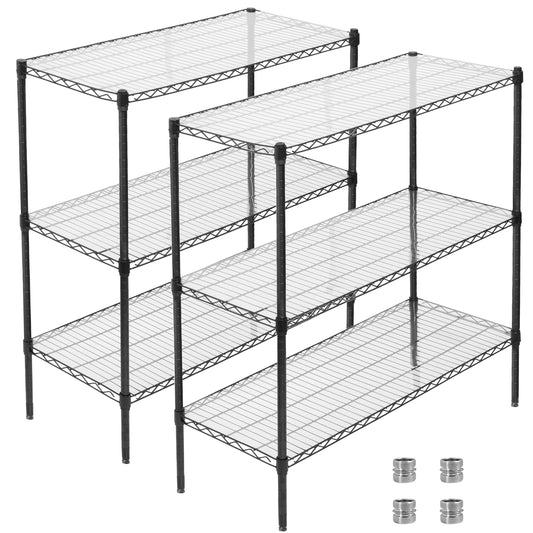 3 Tier Metal Shelf Wire Shelving Unit -  Set Of 2  1050lbs Capacity Heavy Duty Adjustable Storage Rack With Shelf Liners  Extensible To 6 Tier 2100lbs Shelving Designs   48  L X 18  D X 96  H  Black