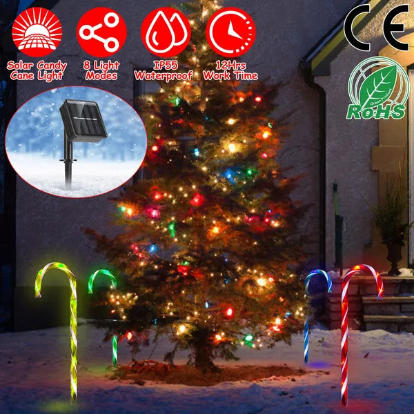 Solar Candy-Cane Christmas Stake Light