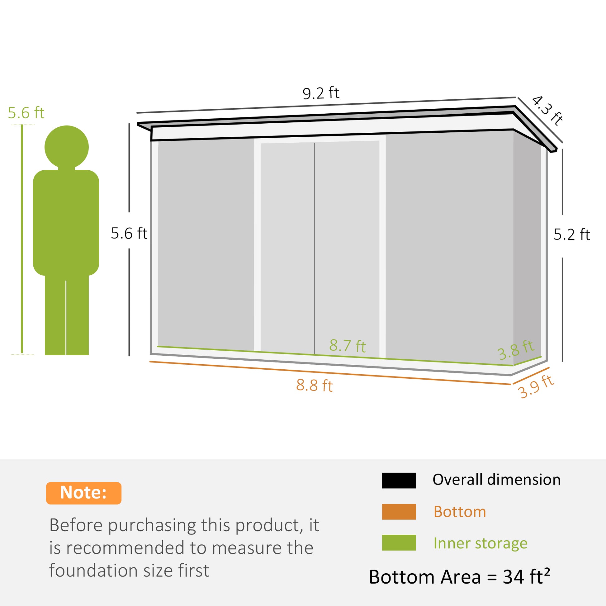 9' x 4' Metal Outdoor Storage Shed, Tool House with Double Lockable Doors for Backyard, Patio, Lawn, Garage, Dark Gray