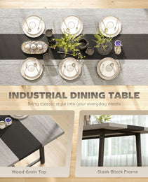 Industrial Kitchen Table for 8 People, 70.9" Long Dining Table with Large Tabletop and Steel Legs for Dining Room, Gray
