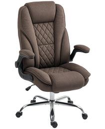 Executive Office Chair, Desk Chair with Flip-up Armrest, Diamond Fabric Computer Chair for Home Office, Dark Brown