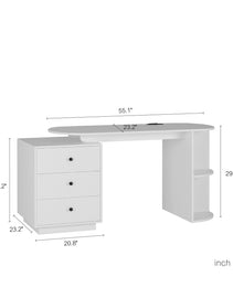 Modern Home Office Table,Expandable Desk With Storage Drawers & Open Shelf,Computer Desk With Hutch & Bookshelf,Wood Executive Desk Teens Student Desk Writing Laptop Home Office Desk