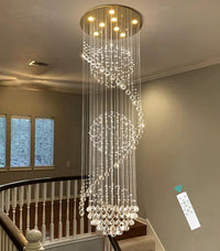 D24'' X H78'' Crystal Chandelier for Entryway High Ceiling Chandeliers Glam Chandelier Modern Large Raindrop Chandeliers LED Dimmable Light Fixtures for Staircaes Foyer Living Room