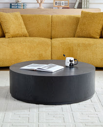 35.43 Inch Modern Round Coffee Table MDF Coffee Table For Living Room,Drum Center Table For Apartment,No Need Assembly,Black W2582P188323
