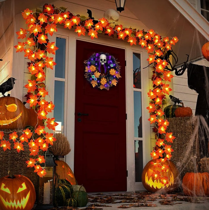 Simulation Maple Leaf Light String Thanksgiving Halloween Room Decoration Arrangement Battery Box - CJDS - FC