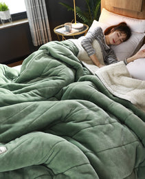Fleece Blankets And Throws Thick Warm Winter Blankets Home Super Soft Duvet Luxury Solid Blankets On Twin Bedding