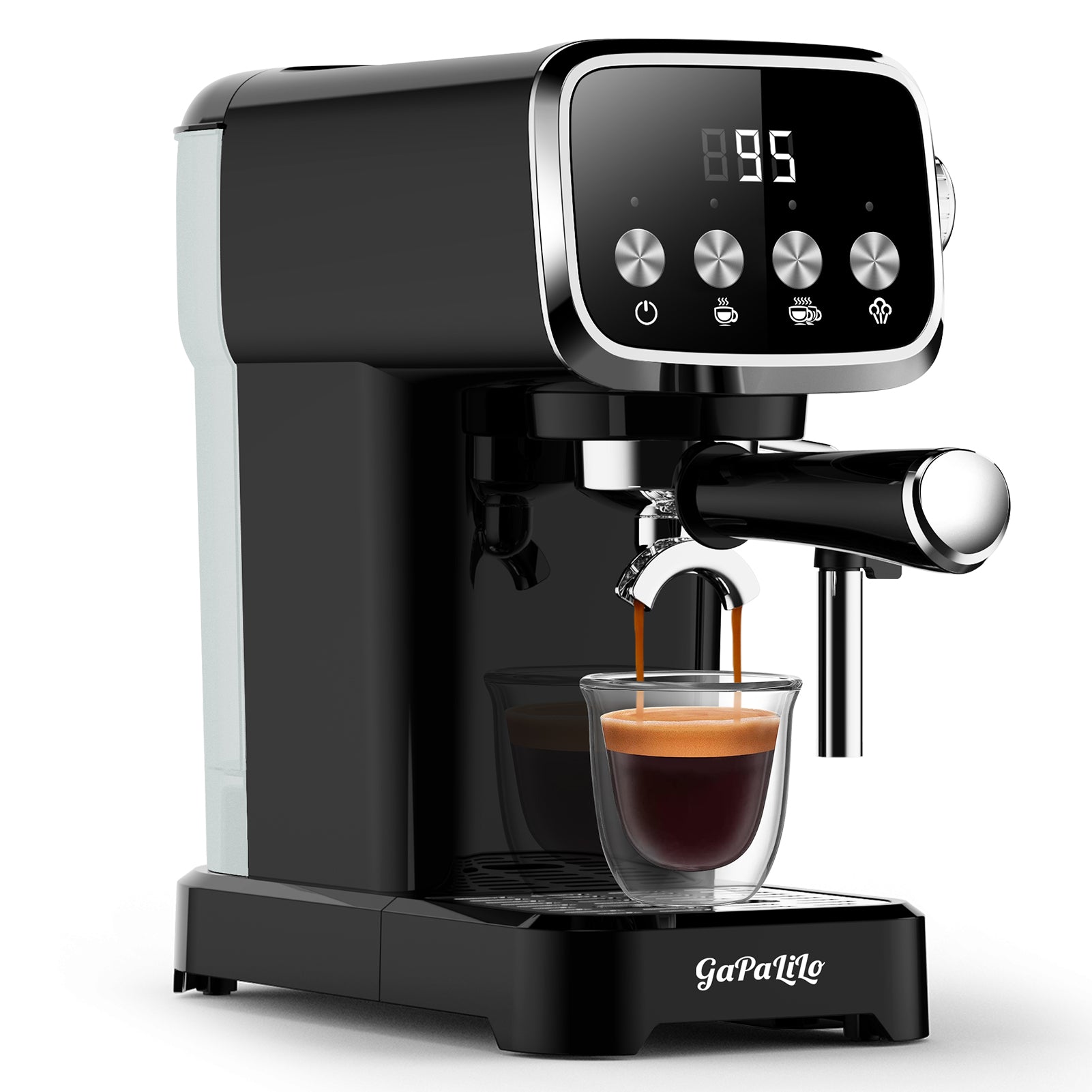 20 BAR Slim Espresso Machine With Milk Frother, Cup Warmer, 43 OZ Detachable Tank, For Espresso, Americano, Latte, Space-Saving, Screen Button, Black, Amazon Resale Prohibited