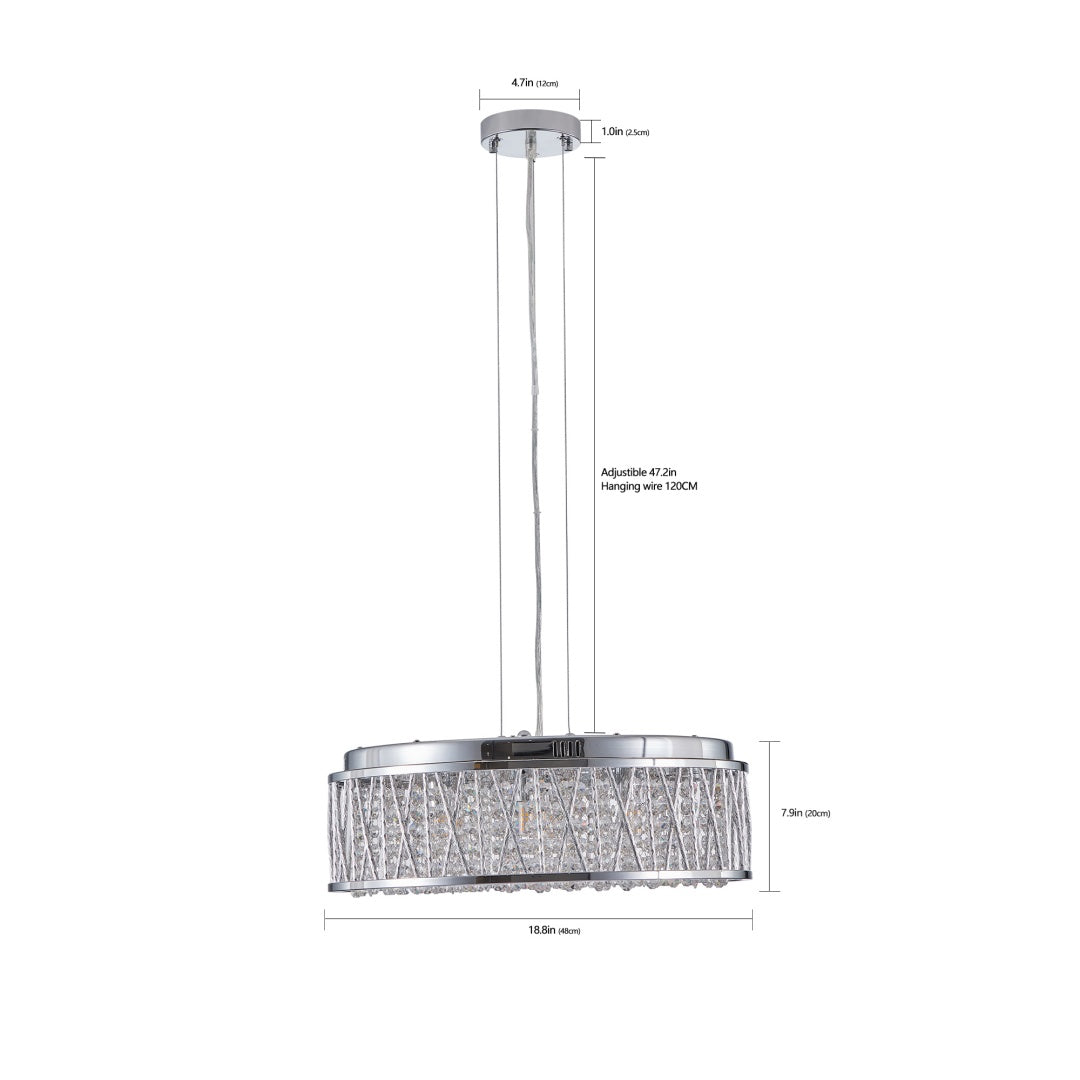 Modern Crystal Chandelier 19 Inches Aluminum Iron Round Ceiling Light Flush Mount Ceiling Light Fixture For Kitchen Island Dinning Bedrooms And Hallway   Bulb Not Included