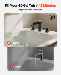 Roman Tub Faucet, 3 Hole Waterfall Bathtub Faucet, Zinc Alloy Bath Tubs Faucets Set With 2 Handles, Deck Mount Bath Tub Faucets Set For Pet Washing, Baby Care, Adult Bathing, Matte Black