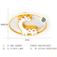 Designer  Led Ceiling Light Girl Bedroom Chandelier Kids Baby Boy Room Decor Cute Giraffe Ceiling Lamp Plafon RC Dimmable