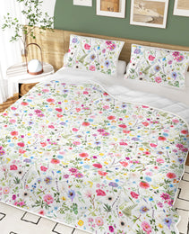 Red Floral Quilt 3 Pieces Microfiber Quilt Sets Lightweight Bedspreads Botanical Coverlets Quilt Bedding Set All Season Quilts Twin Full Queen King Size