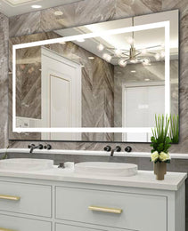 60  X 32  LED Bathroom Mirror With Anti-Fog And Touch Sensor - Modern Frameless Lighted Wall Mirror For Bathroom Vanity, Shower Room, Or Dressing Area