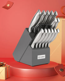 Kitchen Knife Set, 15 Pieces Knife Set With Block, Knives Set For Kitchen, Silver Hollow Ergonomic Handle For Chef Knife Set, Kitchen Shears,Black Knife Block Set