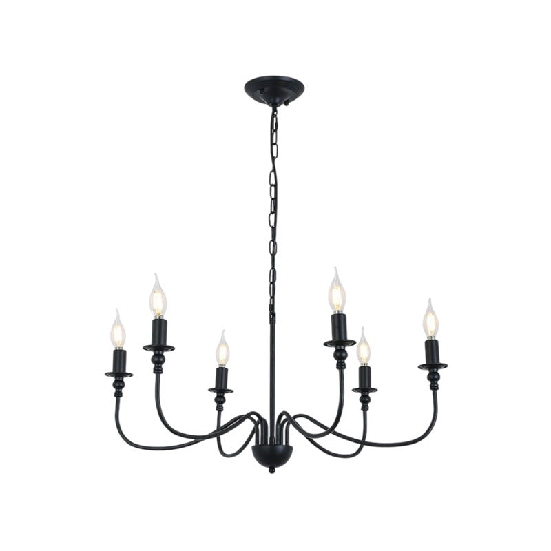 Garrick 4-10-Light E14 Black Retro Iron Indoor Chandelier