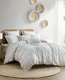 Full Queen Cotton Printed Duvet Cover Set With Chenille