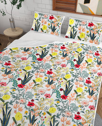 Floral Quilt 3 Pieces Microfiber Quilt Sets Lightweight Bedspreads Botanical Coverlets Quilt Bedding Set All Season Quilts