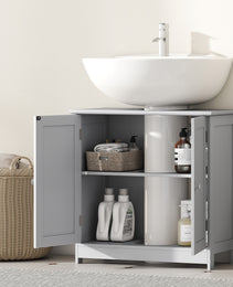 Bathroom Vanity Cabinet, Under Sink Bathroom Cabinet with 2 Doors and Adjustable Shelf, Light Gray