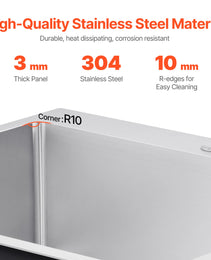 33' Kitchen Sink Top Mount Single Bowl Drop-In Basin Stainless Steel Bar