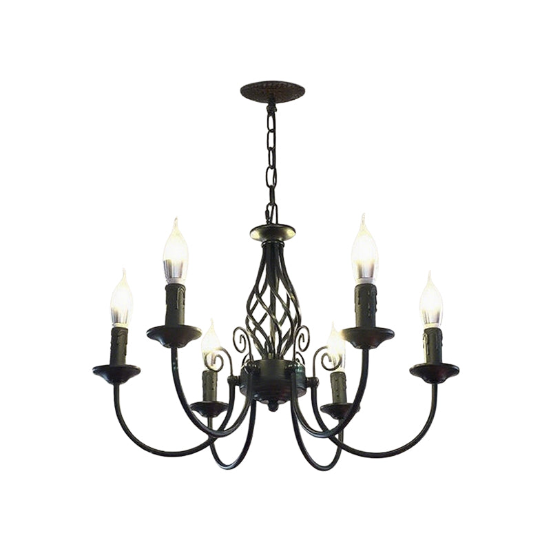 Hadrian 3-8-Light E14 Black Retro Iron Indoor Chandelier