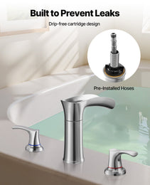 Roman Tub Faucet, 3 Hole Waterfall Bathtub Faucet, Zinc Alloy Bath Tubs Faucets Set With 2 Handles, Deck Mount Bath Tub Faucets Set For Pet Washing, Adult Bathing, Silver, Hot & Cold Control