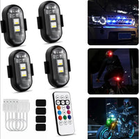 RGB Led Aircraft Strobe Light Remote Wireless Motorcycle Flash Light Warning Lights for Bike Car Multifunctional