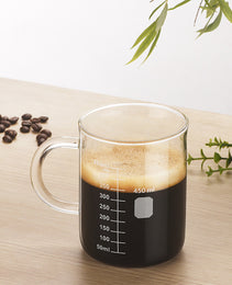 1 PCS Transparent Tape With High Borosilicate Glass Cup, Coffee Cup, Coffee Sharing Cup With Scale Identification