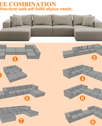 Oversized Sponge Cloud Sofa,Modern Upholstered Sectional Sofa Couch Set,Modular 162  L Shaped Sectional Living Room Sofa Set With 6 Pillows,Free Combination Sofa Couch For Living Room,Bedroom