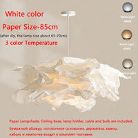 Minimalist Paper Chandelier Lighting Home Indoor Bedroom Living Room Pendant Hanging Lamps DIY White Suspension Light E27 Led