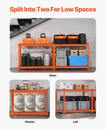 Storage Shelves, 2400 Lbs, 4 Tier Heavy Duty Garage Shelving, 20" D X 40" W X 60" H Adjustable Metal Shelves For Industrial Shelving Unit Utility Shelf, For Kitchen, Warehouse, Basement, Orange