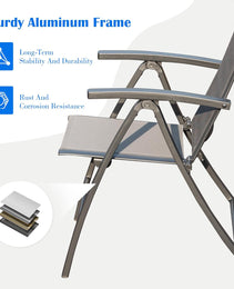 Patio Folding Chairs Set Of 2,Textilene Fabric Seat