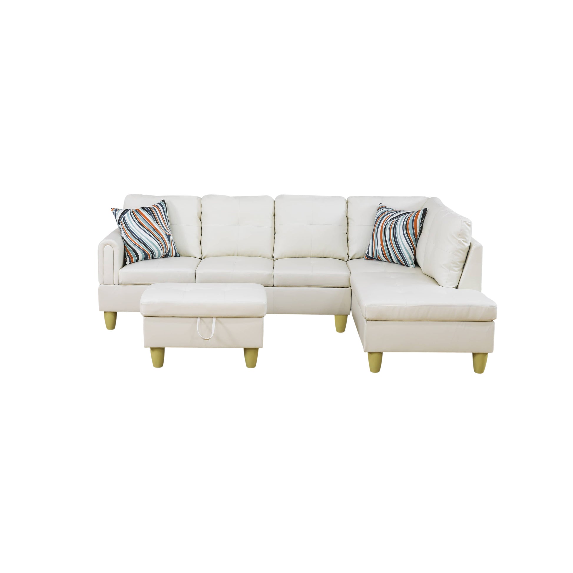Pickup Only--White Faux Leather 3-Piece Living Room Sofa Set