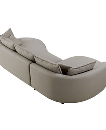 Modern Sectional Curved Sofa Couch For Living Room,Upholstered 5-Seat Sofa Couch Eco-leather Couch Set For Apartment Office,Light Grey