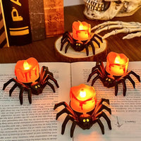 1~10PCS Halloween Decorations LED Candle Light Plastic Spider Pumpkin Lamp for Home Bar Haunted House Halloween Party Decor