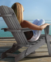 Wooden Garden Outdoor Lounge Patio Chair Wooden Folding Adirondack Chair 2-piece Set