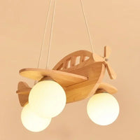 Nordic Modern Minimalist Log Airplane Chandelier Boys Girls Bedroom Led Pendant Lamp Creative Art Children's Room Lighting Decor