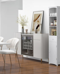 Bathroom Storage Cabinet, Free Standing Bathroom Storage Unit, Tall Linen Tower with 3-Tier Shelves and Drawer, White